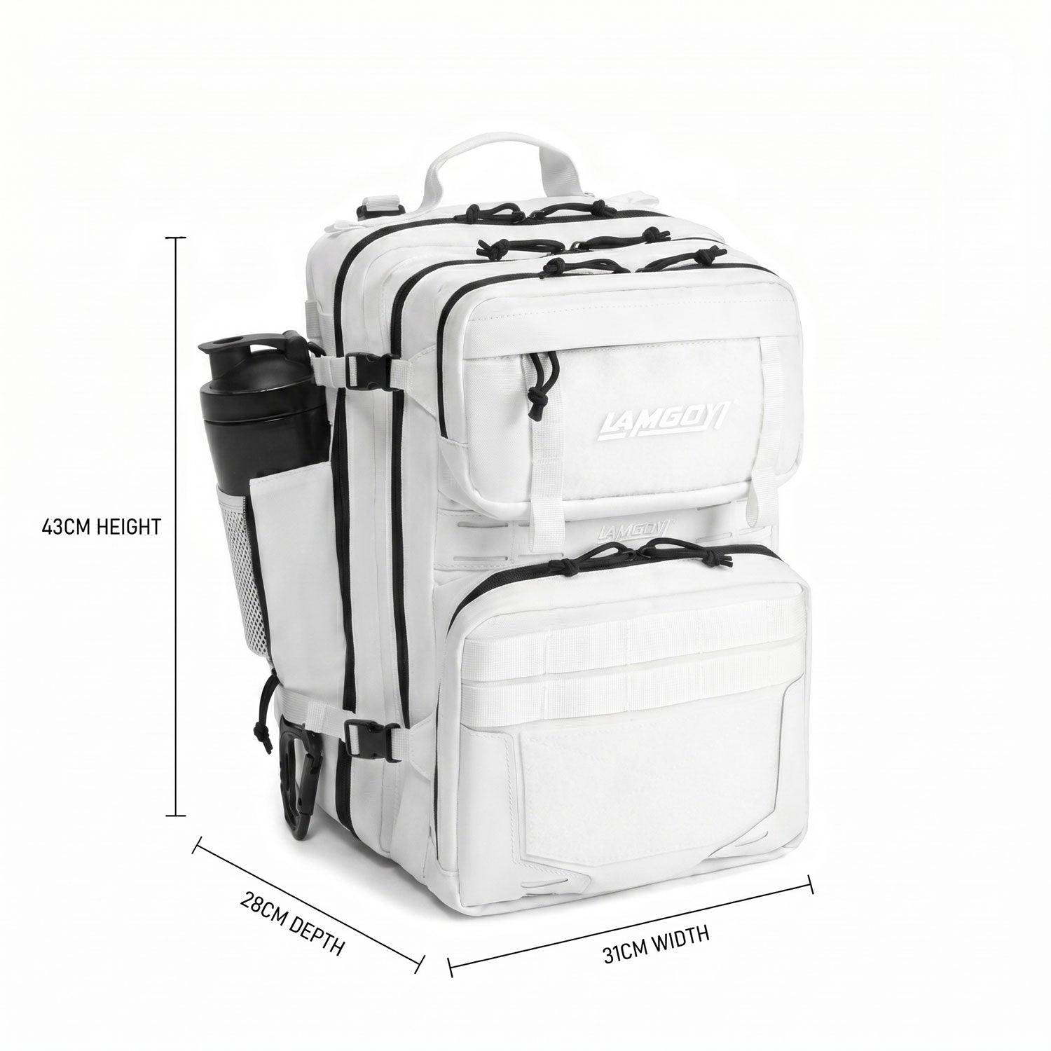 LAMGOYI กระเป๋าเป้ สายฟิตเนส GYM & HYROX Backpack 35L รุ่น TRAIN สีขาว (White)-3