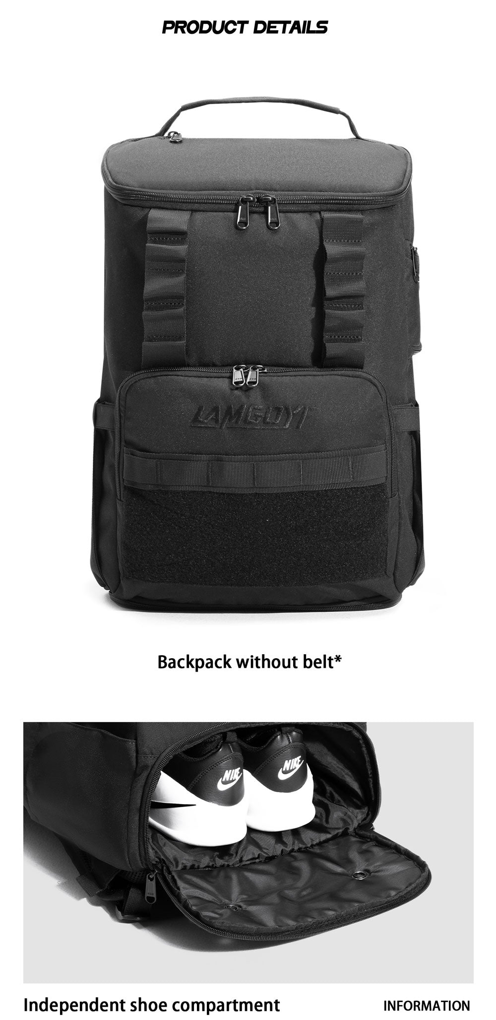 LAMGOYI กระเป๋าเป้ สายฟิตเนส GYM & HYROX Backpack 25L รุ่น MOVE สีดำ (Black)-4