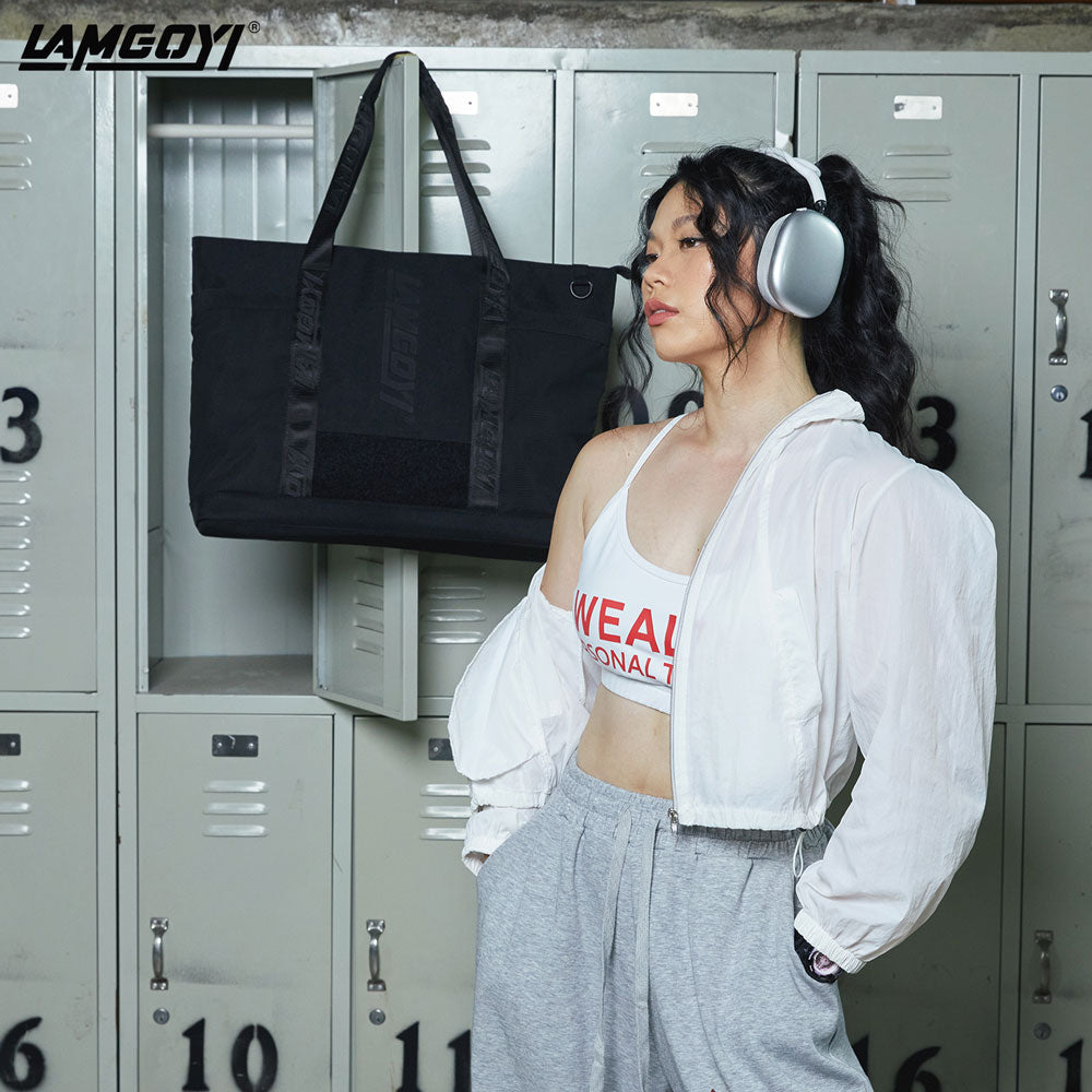 LAMGOYI กระเป๋าโท้ท สายฟิตเนส Fitness Tote Bag รุ่น FLOW สีดำ (Black)-18