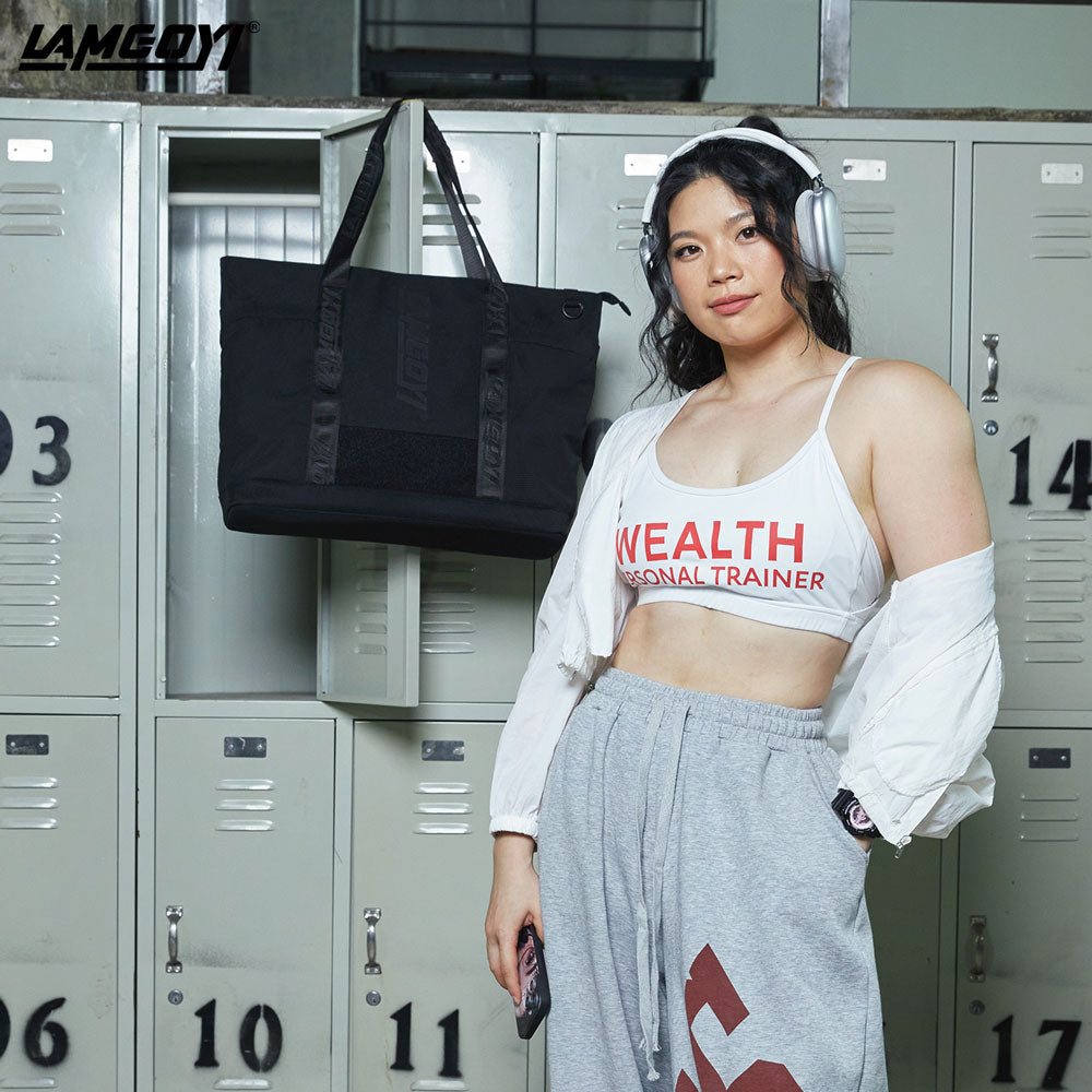 LAMGOYI กระเป๋าโท้ท สายฟิตเนส Fitness Tote Bag รุ่น FLOW สีดำ (Black)-19