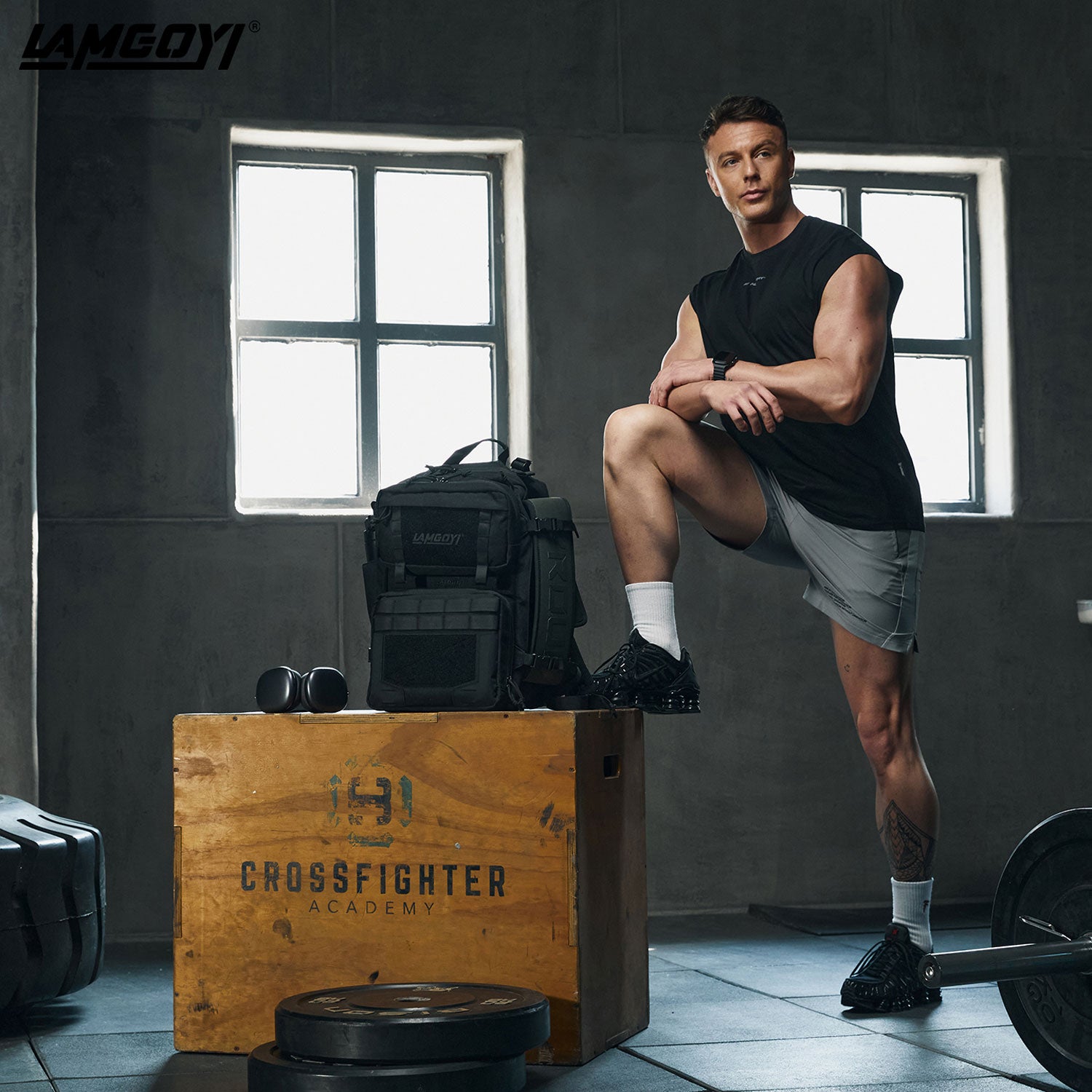 LAMGOYI กระเป๋าเป้ สายฟิตเนส GYM & HYROX Backpack 35L รุ่น TRAIN สีดำ (Black)-21