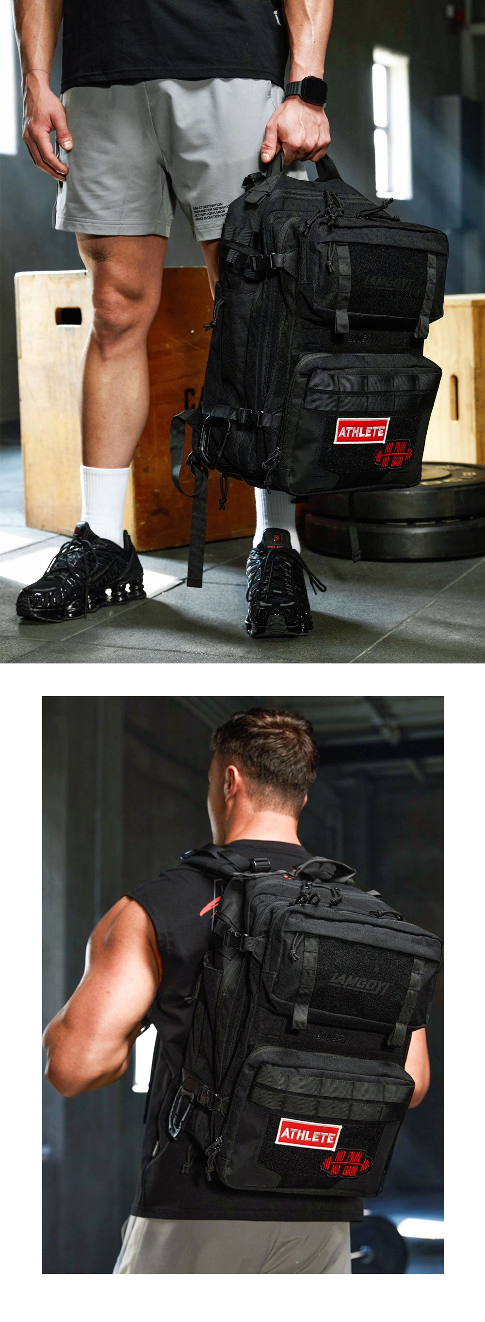 LAMGOYI กระเป๋าเป้ สายฟิตเนส GYM & HYROX Backpack 35L รุ่น TRAIN สีดำ (Black)-4