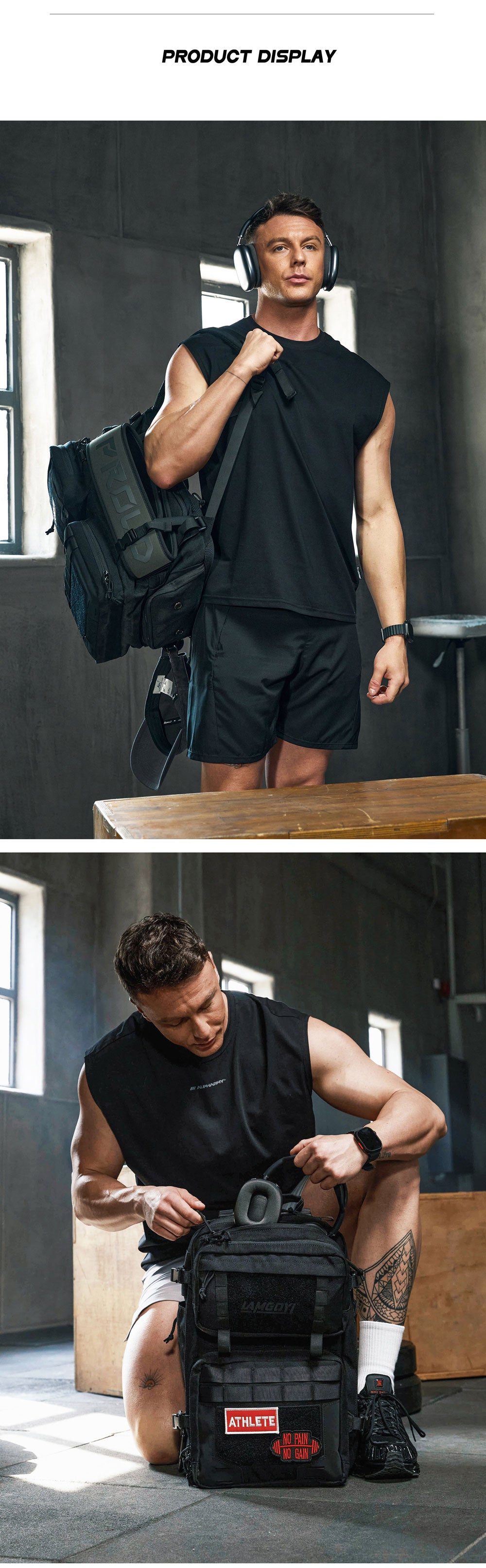 LAMGOYI กระเป๋าเป้ สายฟิตเนส GYM & HYROX Backpack 35L รุ่น TRAIN สีดำ (Black)-7
