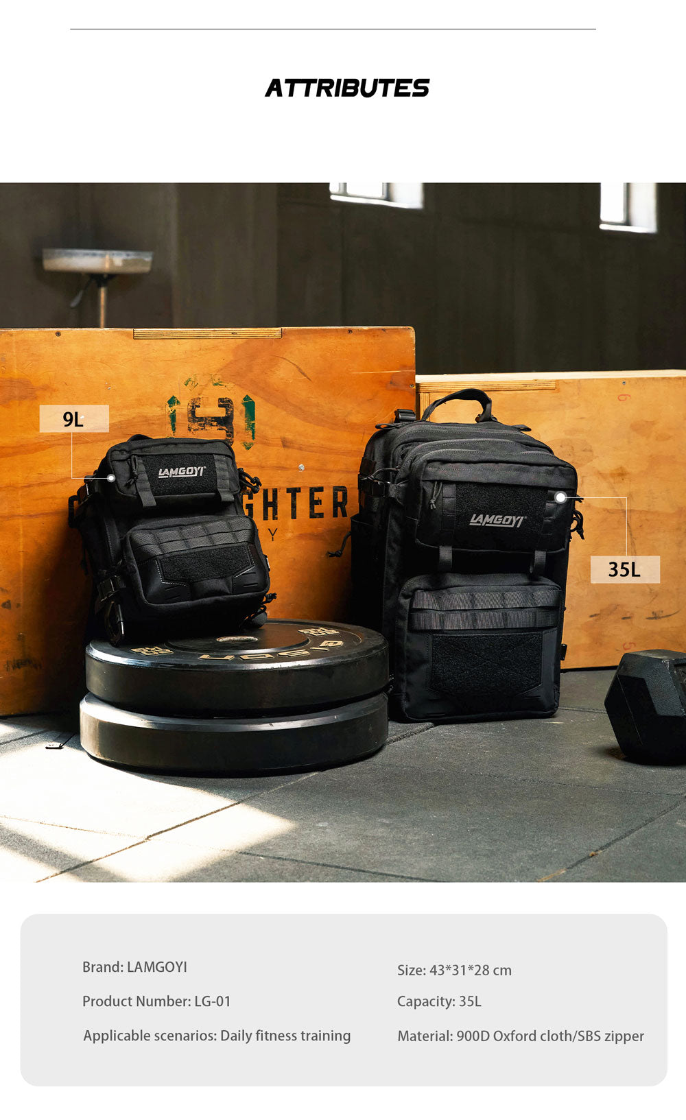 LAMGOYI กระเป๋าเป้ สายฟิตเนส GYM & HYROX Backpack 35L รุ่น TRAIN สีดำ (Black)-9