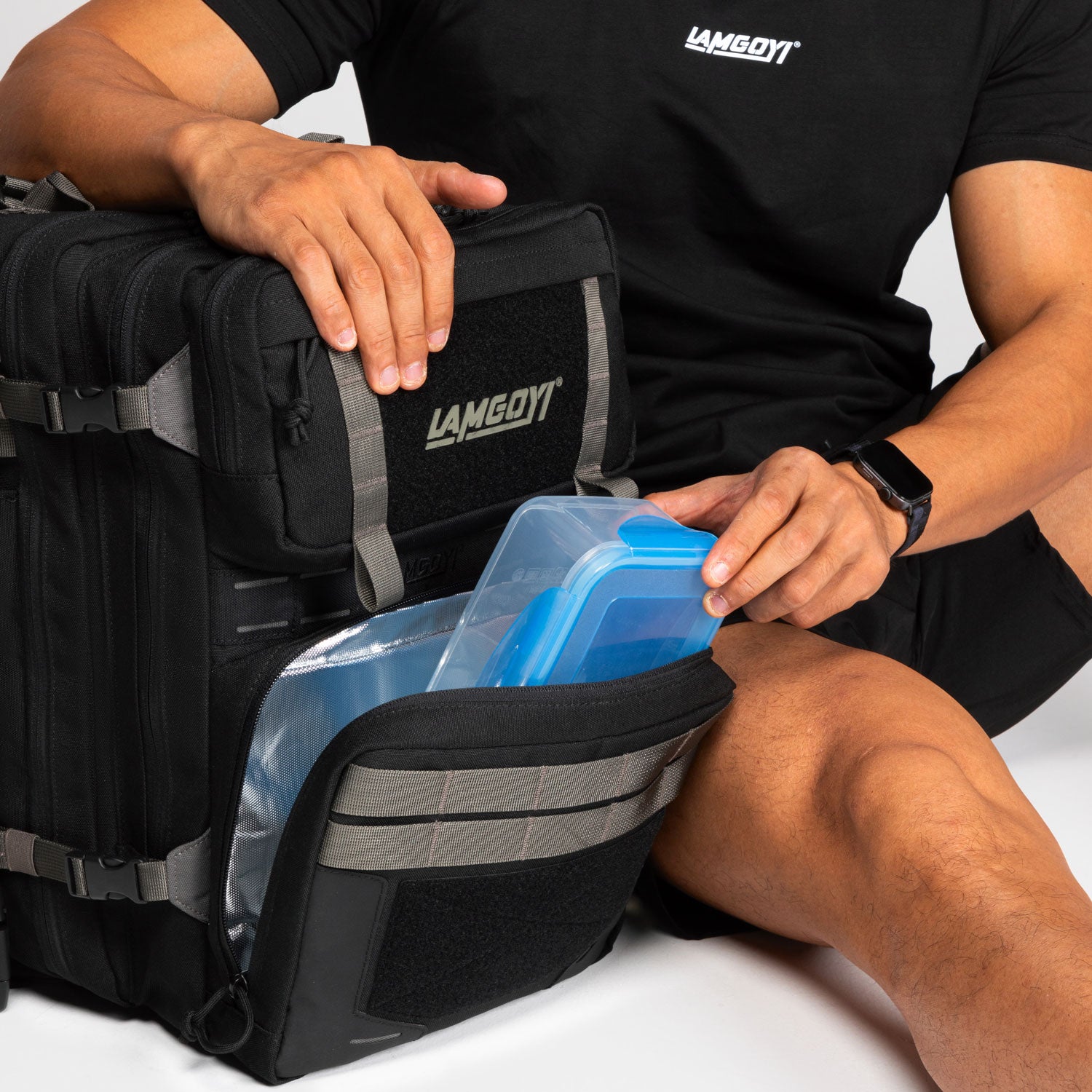LAMGOYI กระเป๋าเป้ สายฟิตเนส GYM & HYROX Backpack 35L รุ่น TRAIN สีดำ-เขียว (Black-Green)-14