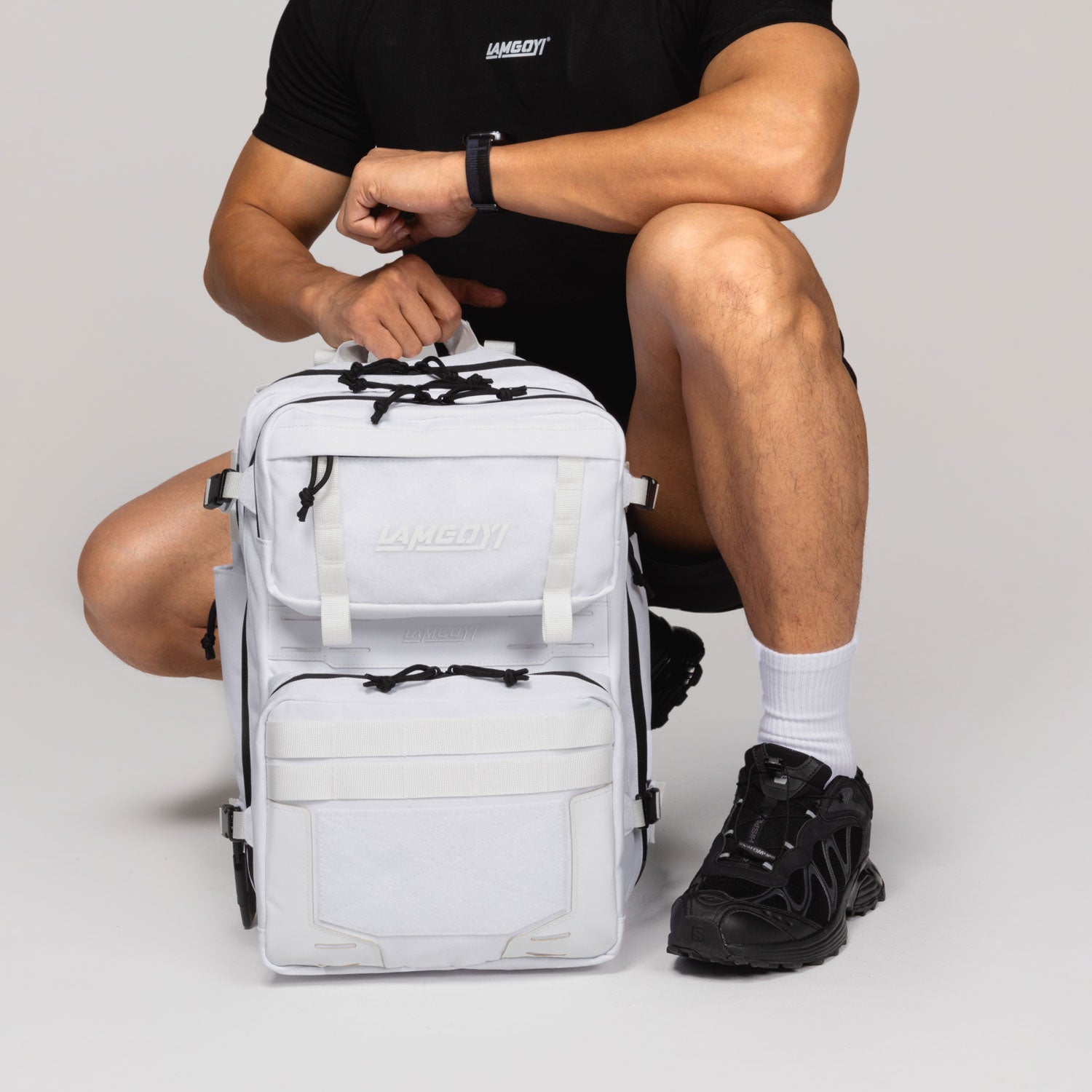 LAMGOYI กระเป๋าเป้ สายฟิตเนส GYM & HYROX Backpack 35L รุ่น TRAIN สีขาว (White)-11