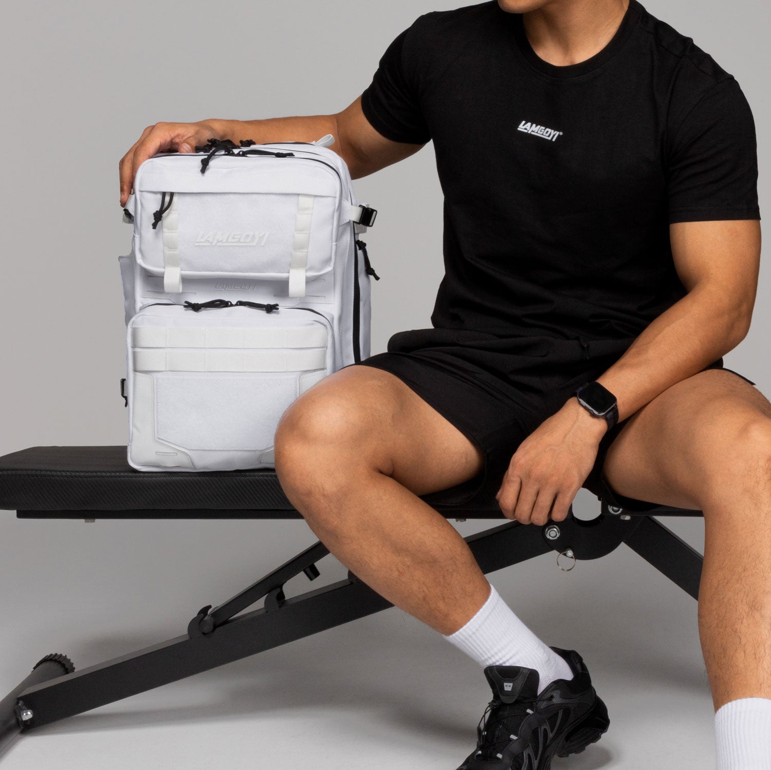 LAMGOYI กระเป๋าเป้ สายฟิตเนส GYM & HYROX Backpack 35L รุ่น TRAIN สีขาว (White)-19