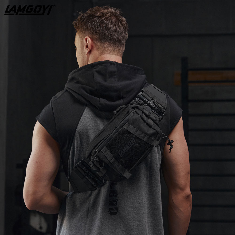 LAMGOYI กระเป๋าคาดอก สายฟิตเนส GYM & HYROX Chest Bag Cross Body รุ่น FORCE สีดำ (Black)-19