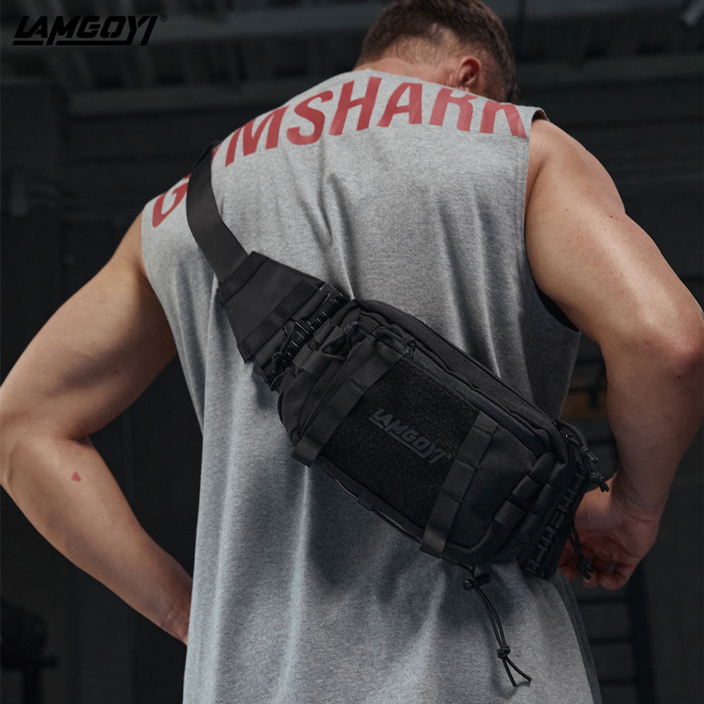 LAMGOYI กระเป๋าคาดอก สายฟิตเนส GYM & HYROX Chest Bag Cross Body รุ่น FORCE สีดำ (Black)-21