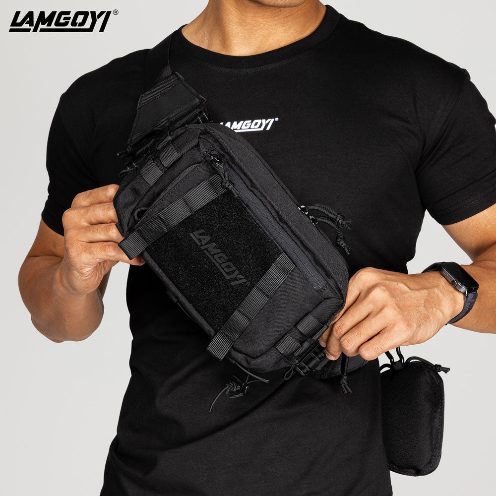 LAMGOYI กระเป๋าคาดอก สายฟิตเนส GYM & HYROX Chest Bag Cross Body รุ่น FORCE สีดำ (Black)-22