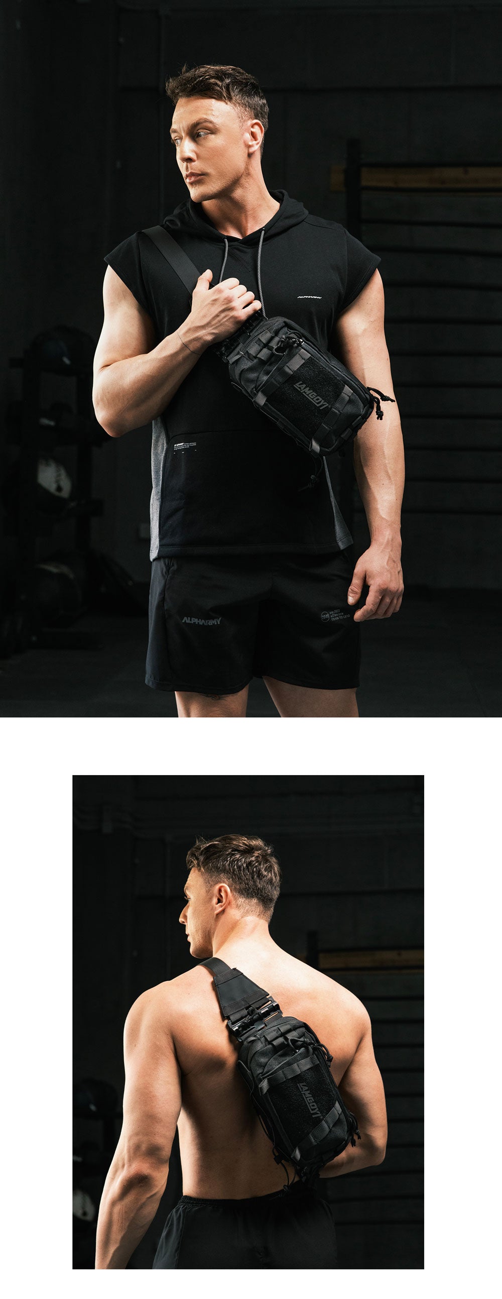 LAMGOYI กระเป๋าคาดอก สายฟิตเนส GYM & HYROX Chest Bag Cross Body รุ่น FORCE สีดำ (Black)-4