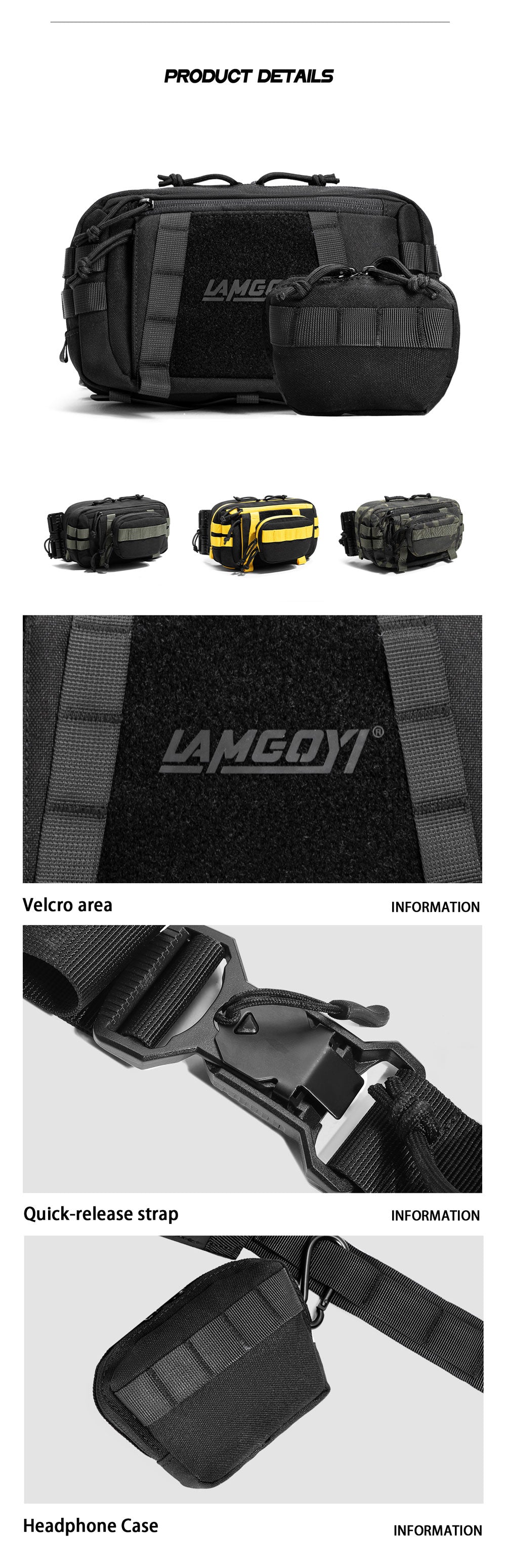LAMGOYI กระเป๋าคาดอก สายฟิตเนส GYM & HYROX Chest Bag Cross Body รุ่น FORCE สีดำ (Black)-5