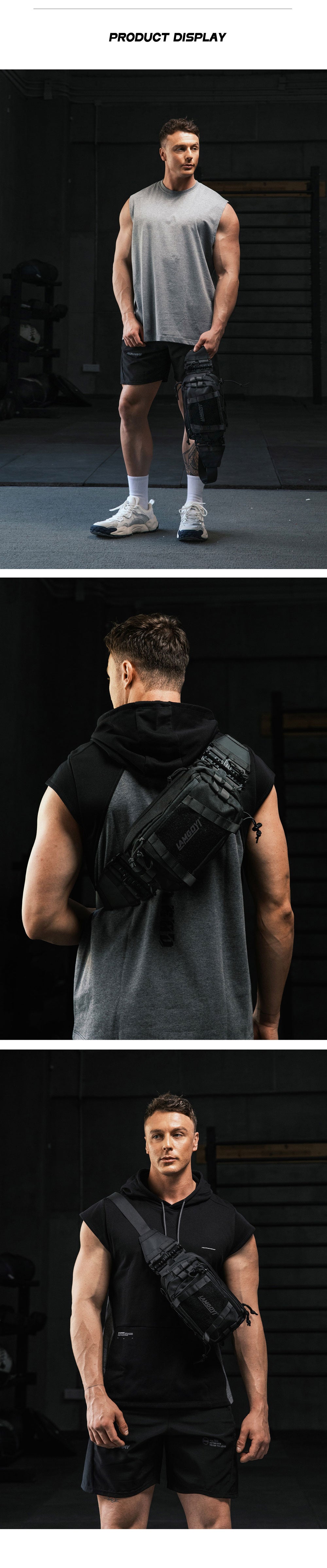 LAMGOYI กระเป๋าคาดอก สายฟิตเนส GYM & HYROX Chest Bag Cross Body รุ่น FORCE สีดำ (Black)-6