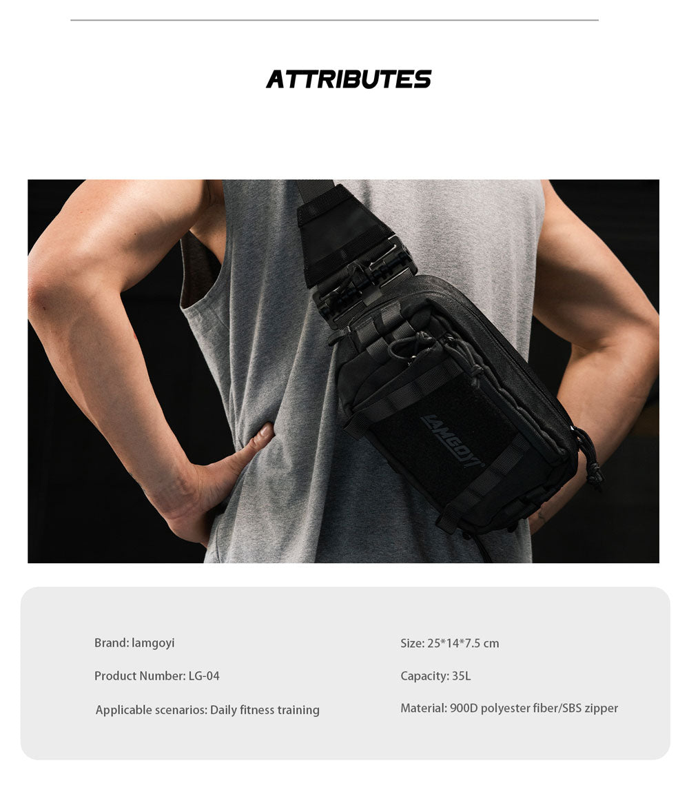 LAMGOYI กระเป๋าคาดอก สายฟิตเนส GYM & HYROX Chest Bag Cross Body รุ่น FORCE สีดำ (Black)-7
