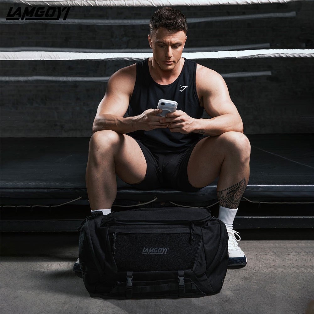 LAMGOYI กระเป๋าดัฟเฟิล สายฟิตเนส GYM & HYROX Tactical Duffle Bag รุ่น CORE สีดำ (Black)-22